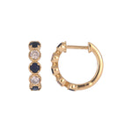 Load image into Gallery viewer, EHE57633. 14k Solid Gold Diamond and Gemstones Hoop Earrings