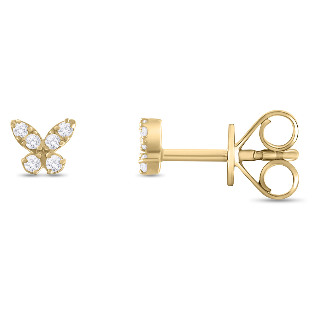 ER421140. 14K Solid Gold Diamond Butterfly Studs