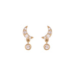 Load image into Gallery viewer, EFB54156. 14K Solid Gold Diamond Moon Studs Earrings