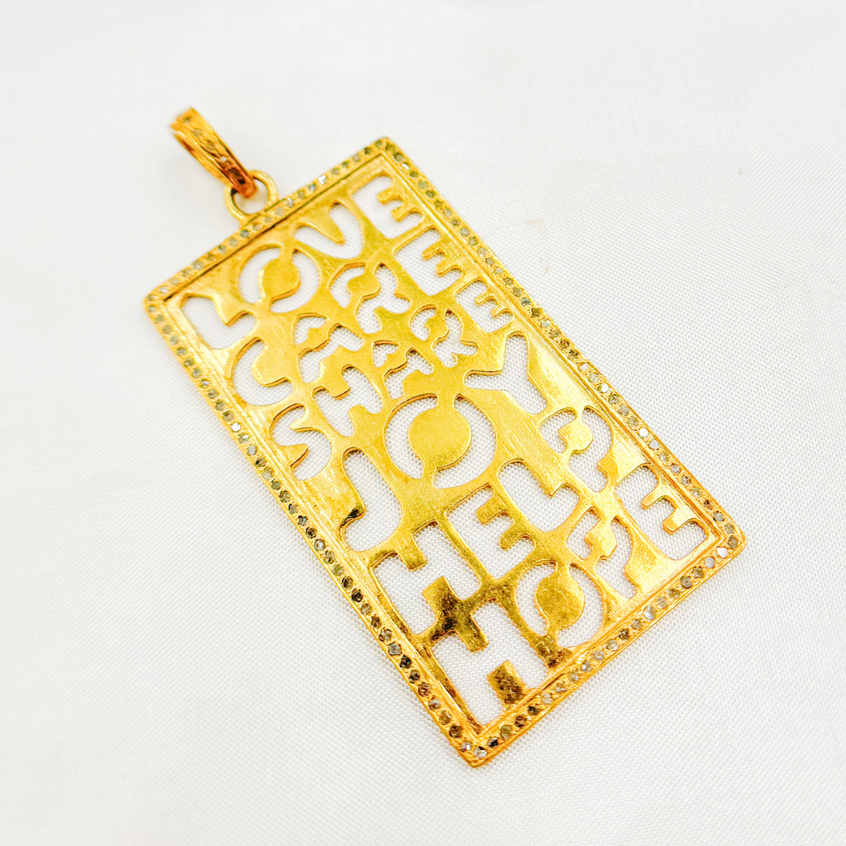 DP150. Diamond Sterling Silver Rectangle Pendant