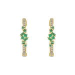 Load image into Gallery viewer, 14K Solid Gold Diamond and Emerald Hoops. EHC56871EM
