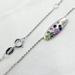 Load image into Gallery viewer, 14K Solid Gold Diamond and Multi Sapphire Bar Necklace. NT405723
