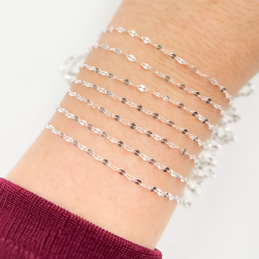 Z46SS. 925 Sterling Silver Flat Marina Chain