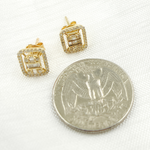 Load image into Gallery viewer, 14K Solid Gold Diamond Rectangle Earrings. OJ6527
