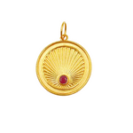 Load image into Gallery viewer, 14K Solid Gold Gemstone Circle Charm. GDP303
