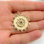 Load image into Gallery viewer, 14K Solid Gold Circle Charm with Star in the Center with Diamonds and Gemstone. GDP559
