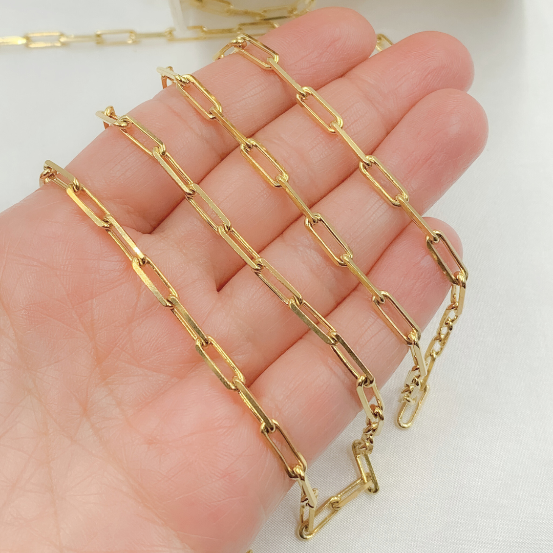 Gold Plated  925 Sterling Silver Diamond Cut Paperclip Chain