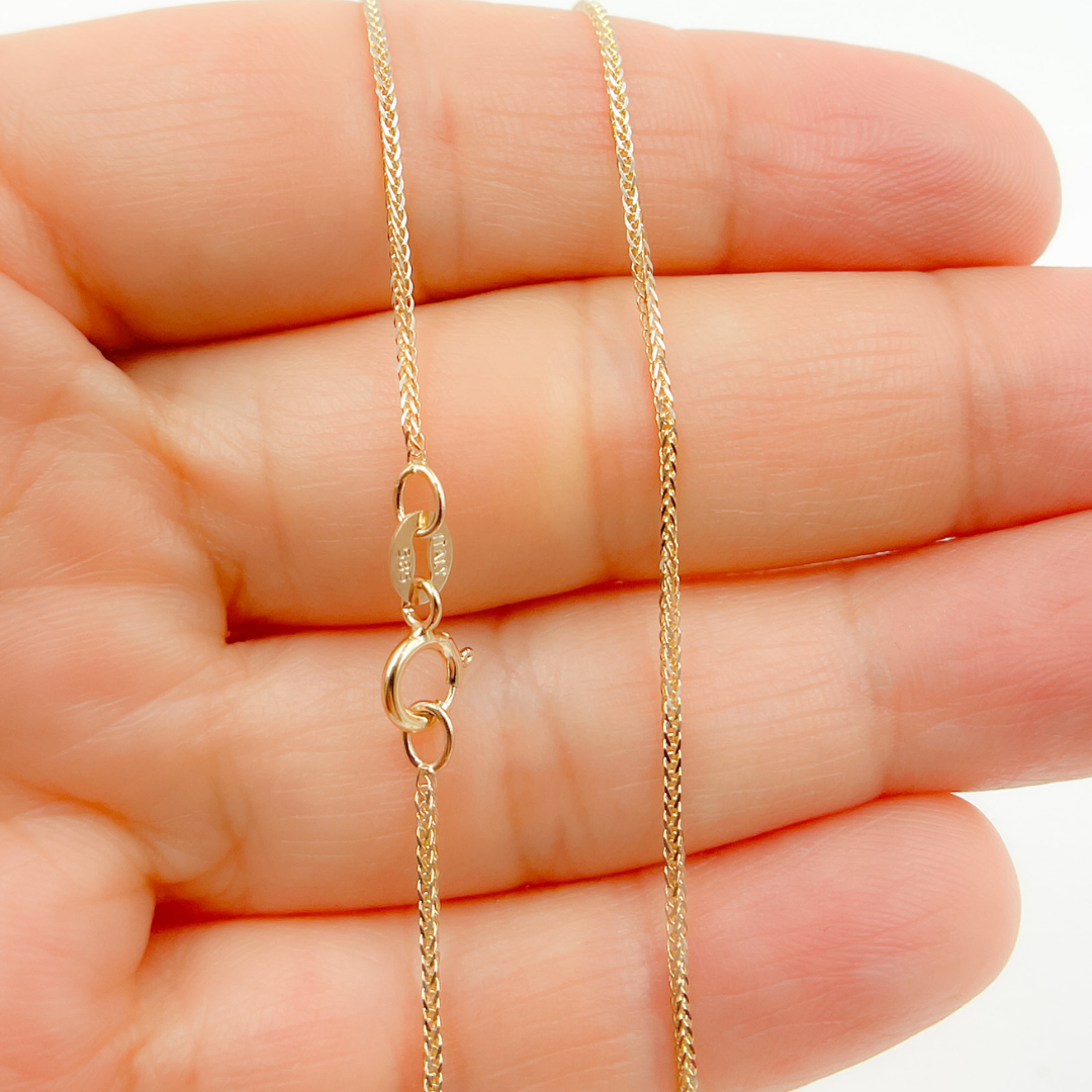 14K Solid Gold Wheat Necklace. 174