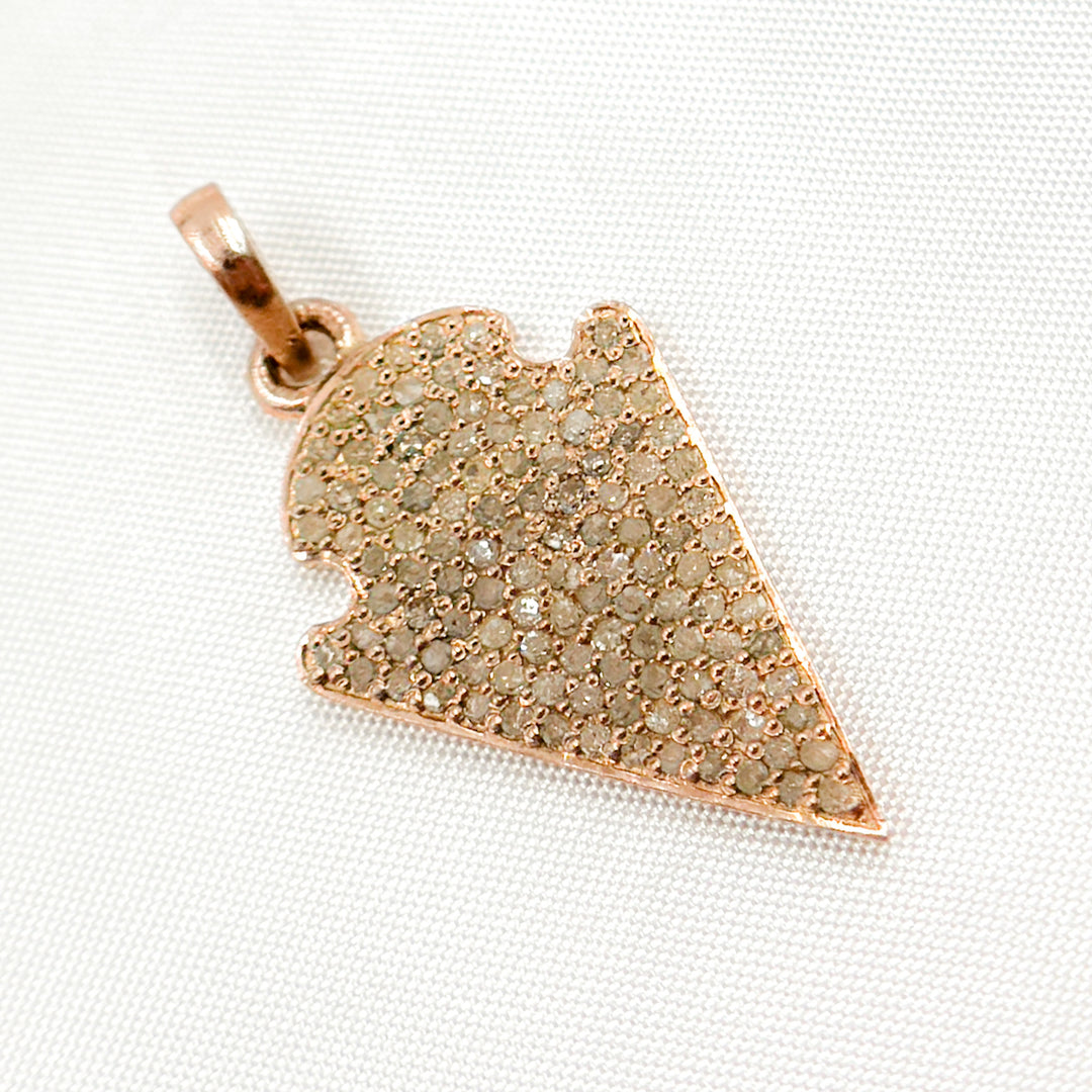DC358. Diamond Sterling Silver Rose Gold Plated Arrow Head Pendant