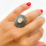 Load image into Gallery viewer, DR16. Diamond Sterling Silver Two-Tone Oval Ring with Gemstone
