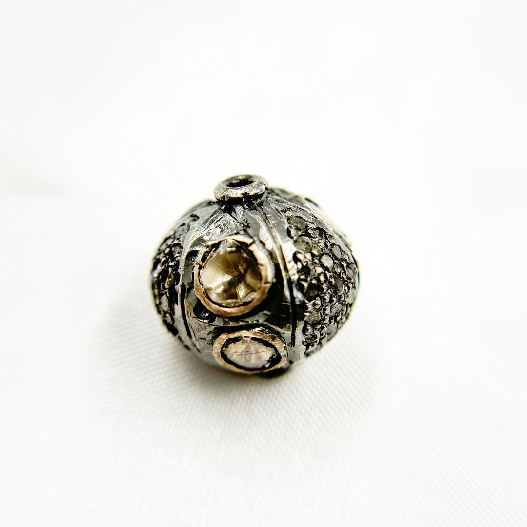 DC2001. Diamond & Sterling Silver Round Bead