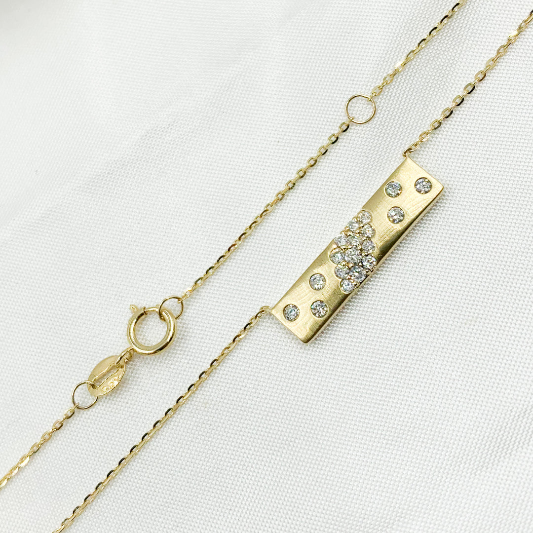 14K Solid Gold Diamond Bar Necklace. NT403620