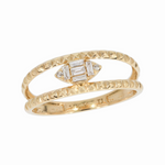 Load image into Gallery viewer, 14K Solid Gold Baguette Diamond Double Band Ring. DRN00986
