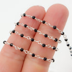 Load image into Gallery viewer, BSP24SS. Black Spinel 925 Sterling Silver Wire Wrap Chain