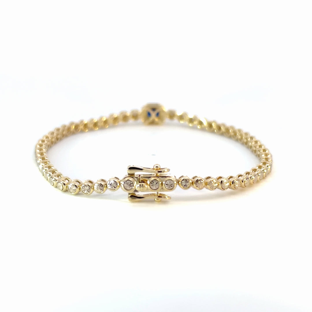 BR402520. 14K Gold Natural Blue Sapphire & Diamond Bracelet