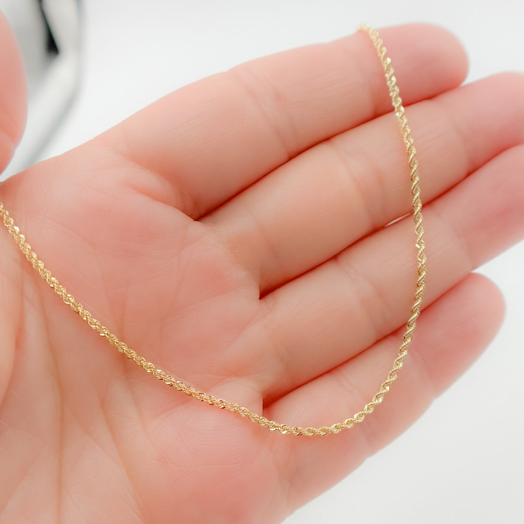 025CRDLG18K. 18K Solid Yellow Gold Rope Chain