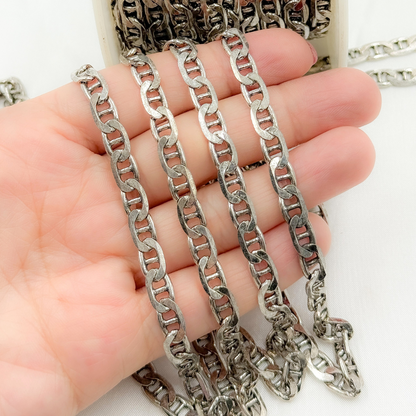 Oxidized 925 Sterling Silver Flat Marina Chains