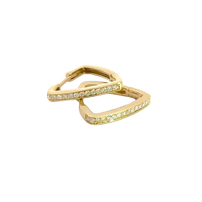 HP401946Y. 14K Solid Gold Diamond Triangle Hoops