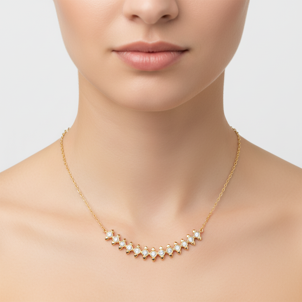 NFE72373. 14K Solid Gold Diamond Necklace