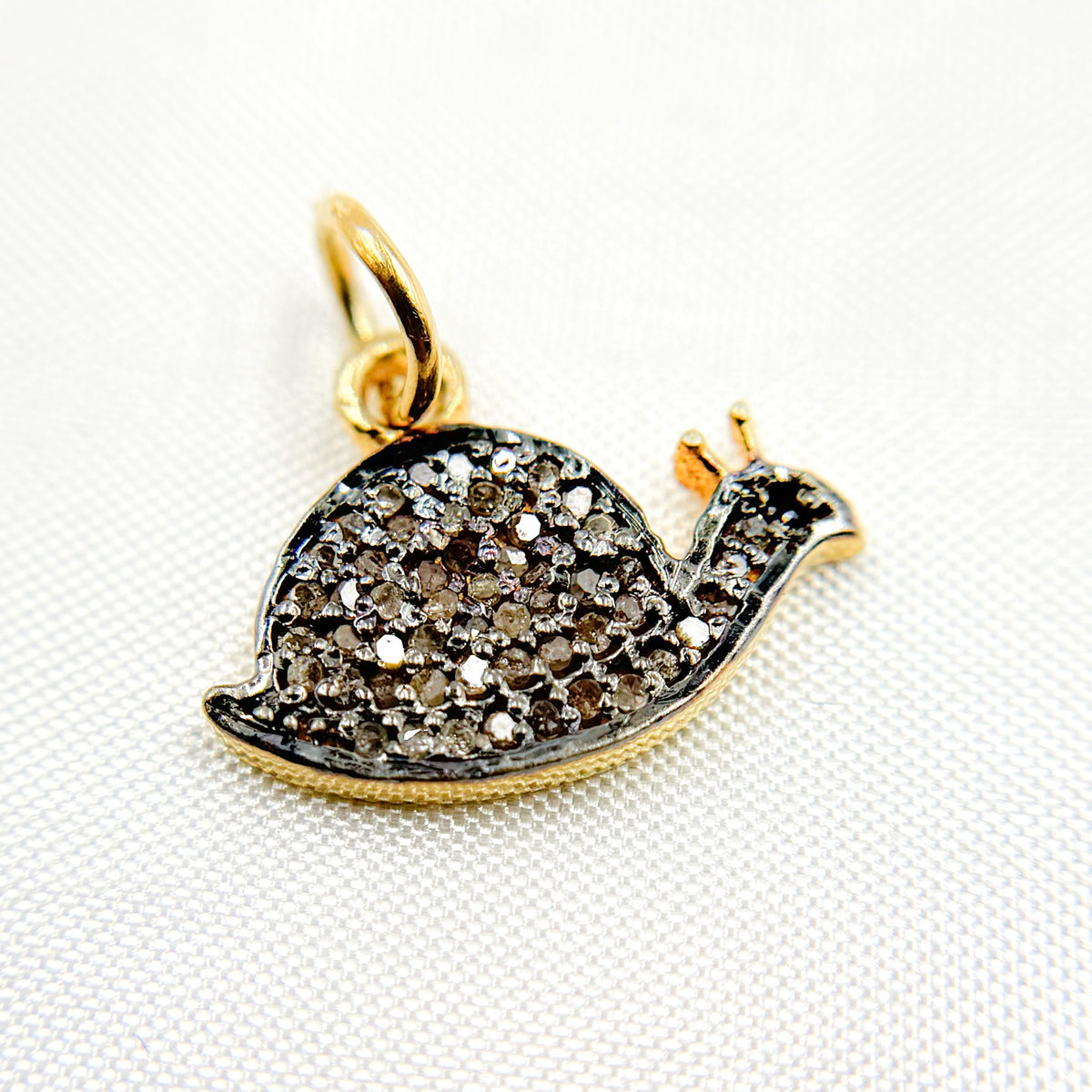 Silver Snail Charm with Gemstones