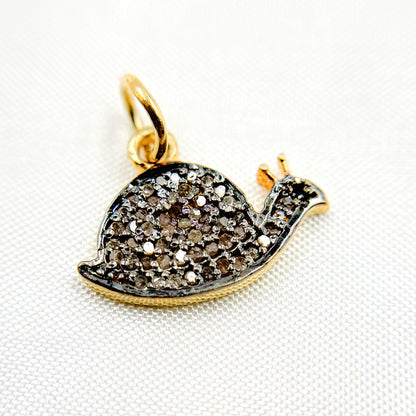 Silver Snail Charm with Gemstones