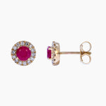 Load image into Gallery viewer, EFC54135. 14K Solid Yellow Gold Diamond and Gemstone Stud Earring