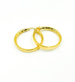 Load image into Gallery viewer, GER2. 14K Solid Gold Textured Hollow Hoops Earrings