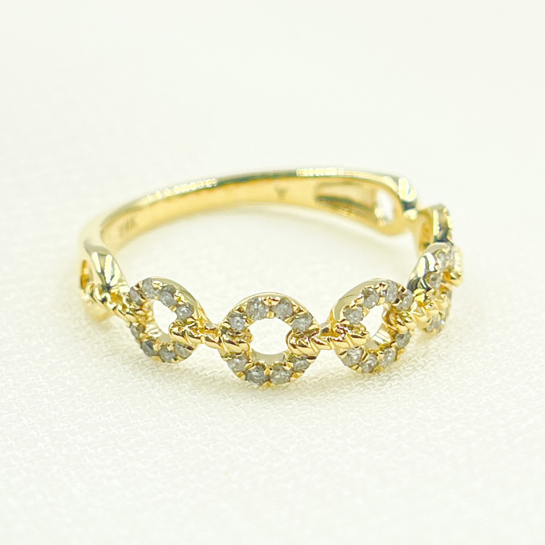 14K Solid Gold Circles Diamond Ring. RAD01203