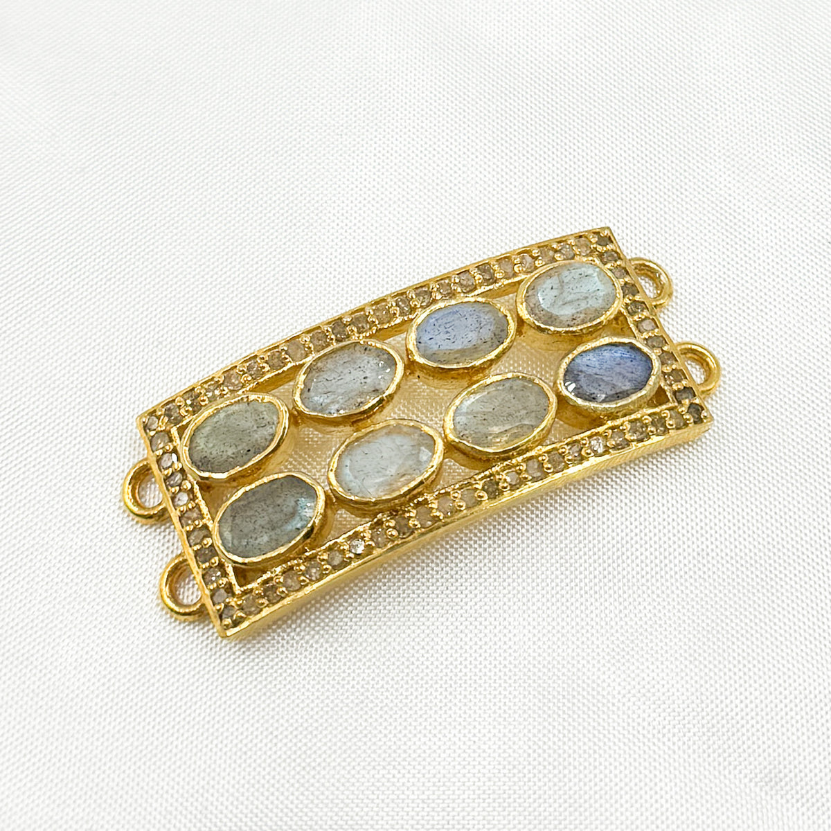 DC973. Diamond Sterling Silver Connector with Gemstones
