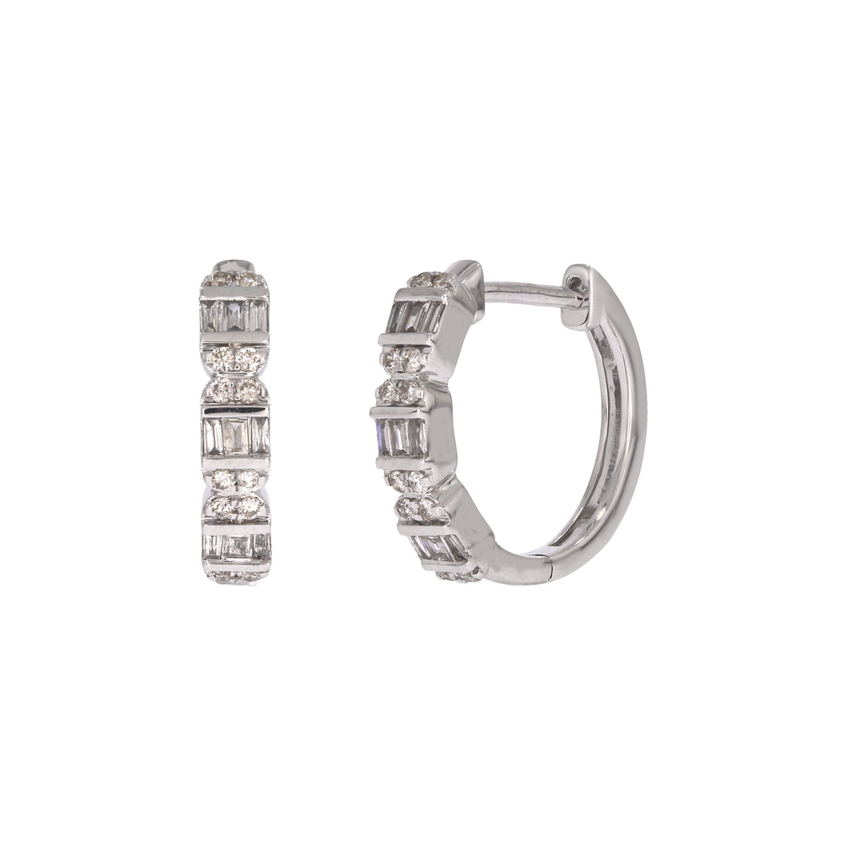 EHD57621. 14k Solid Gold Diamond Hoop Earrings