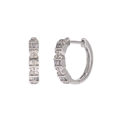 EHD57621. 14k Solid Gold Diamond Hoop Earrings