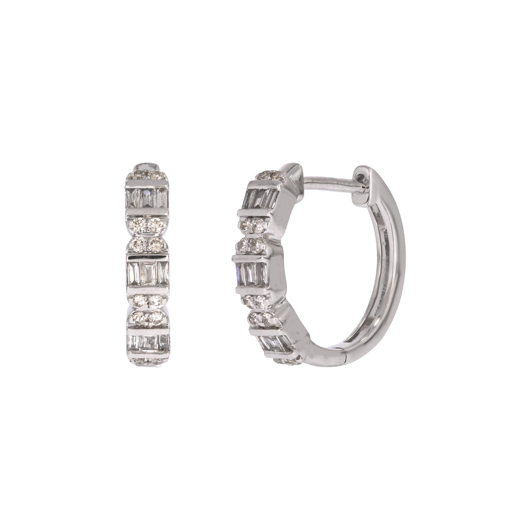 EHD57621. 14k Solid Gold Diamond Hoop Earrings