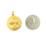 Load image into Gallery viewer, 14K Solid Gold Sun Shape Pendant with Diamonds. GDP341
