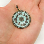 Load image into Gallery viewer, DP440A. Diamond Sterling Silver Round Enamel Pendant
