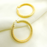 Load image into Gallery viewer, GER52. 14K Solid Gold Earrings with Texture Circle Shape Hoop
