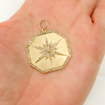 Load image into Gallery viewer, GDP240. 14K Solid Gold Diamond Octagon Star Charm
