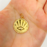 Load image into Gallery viewer, 14K Solid Gold Charm. Circle Pendant with Diamonds. GDP201
