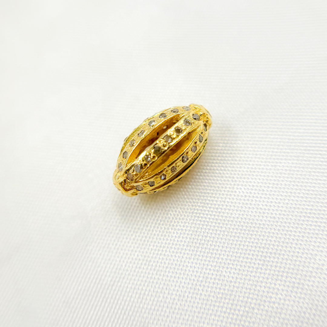 DC1007. Diamond & Sterling Silver Oval Bead