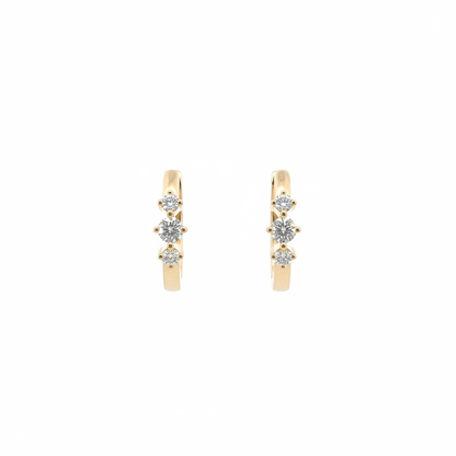 EHE57395. 14K Solid Yellow Gold Diamond Hoop Earrings
