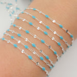 Load image into Gallery viewer, V269TURSS. Sterling Silver Turquoise Color Enamel  Marina Link Chain
