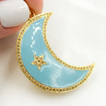 Load image into Gallery viewer, DP525A. Diamond Sterling Silver Moon Enamel Pendant
