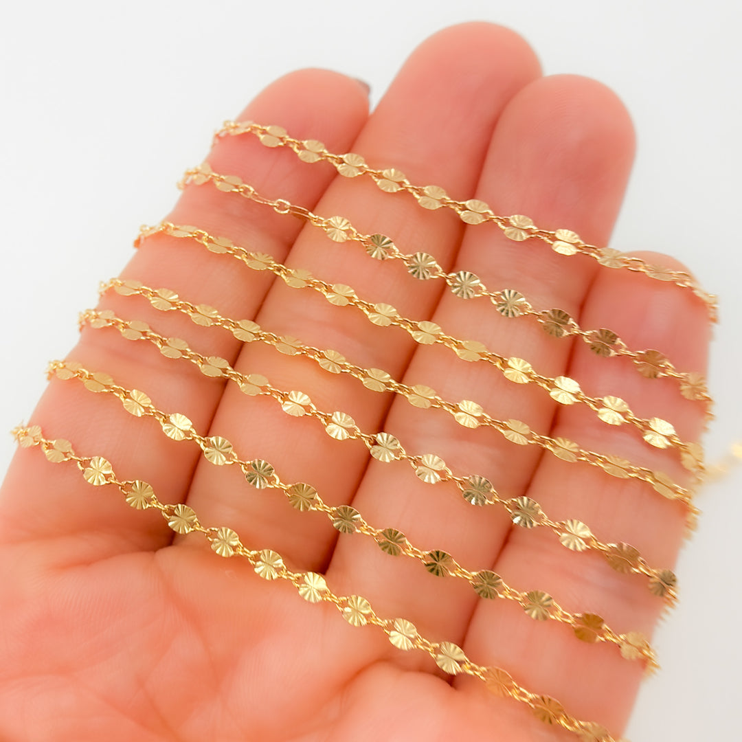 V299GF. 14k Gold Filled Diamond Cut Marina Link Chain