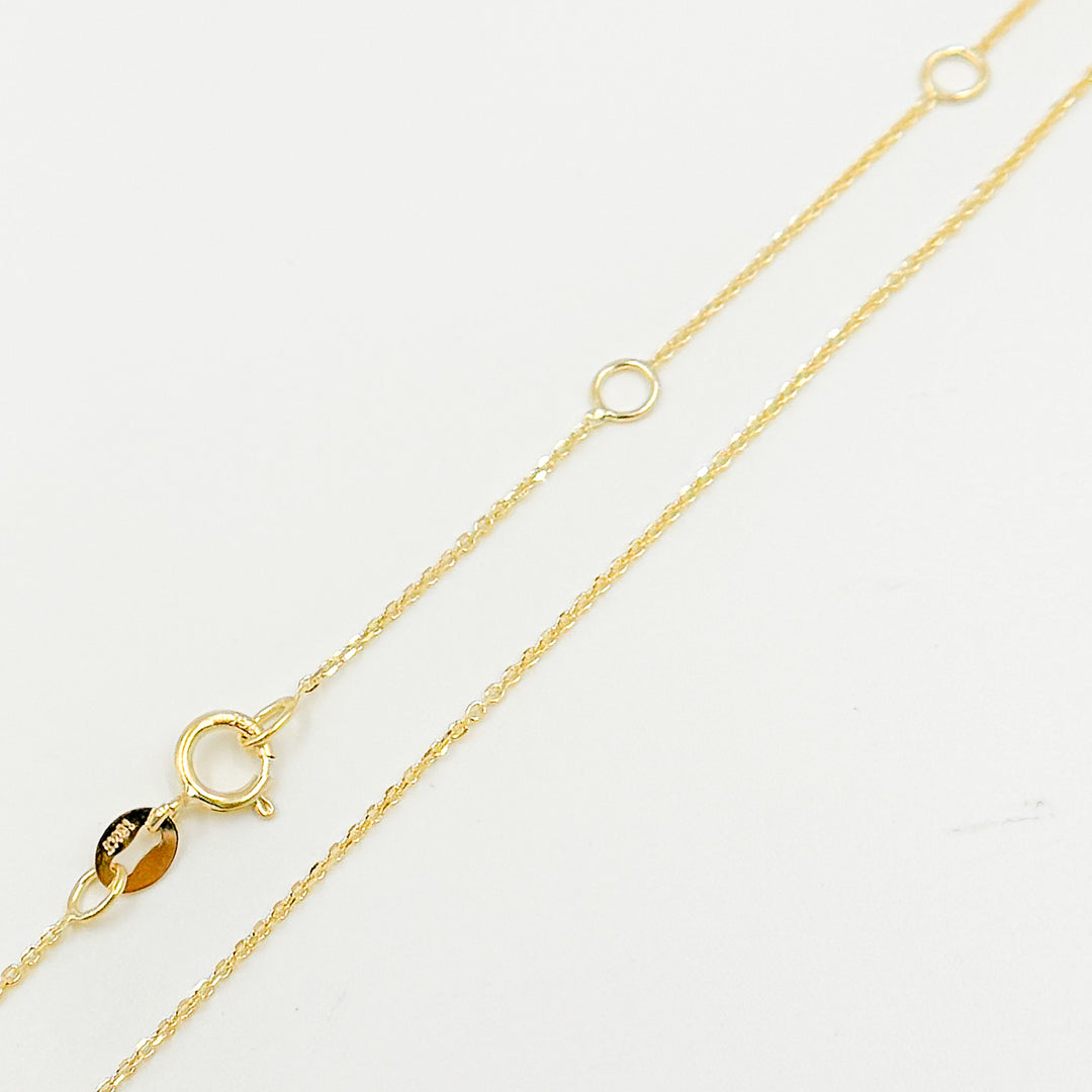 025R01T5J08018K. 18K Yellow Solid Gold Cable Chain with Extender