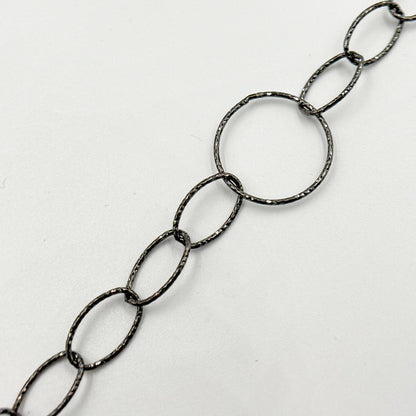Shop Oxidized Sterling Silver Diamond Cut Round and Oval Links Chain