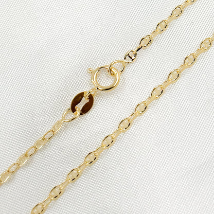 14K Solid Gold Smooth Marina and Cable Links Chain