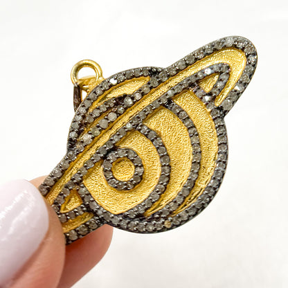 DP425. Diamond Silver Planet Shape Pendant