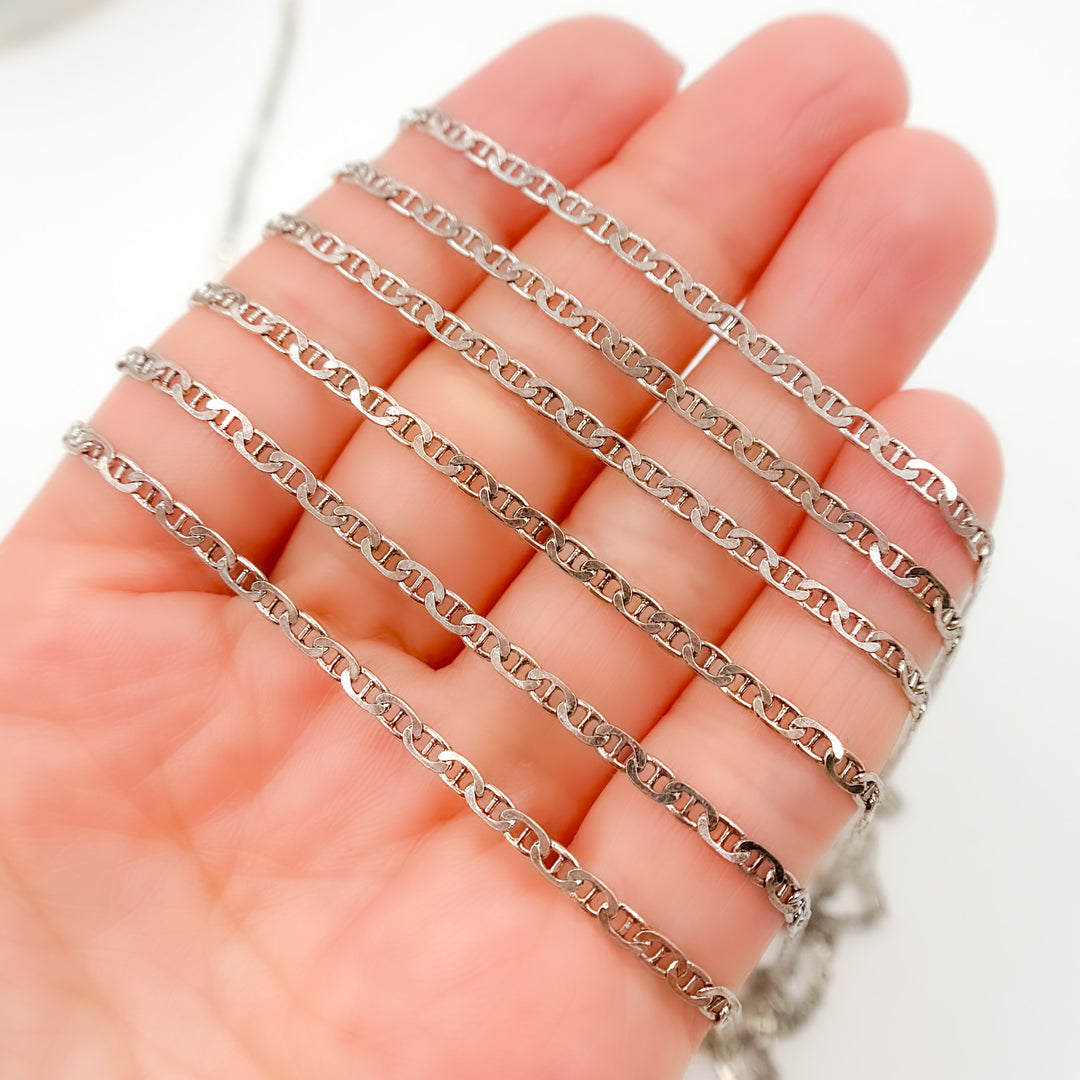 Y21OX. Oxidized Sterling Silver Marina Link Chain