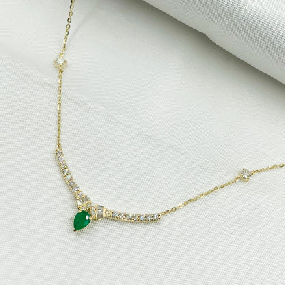 NT404446. 14K Solid Gold Diamond and Gemstone Necklace