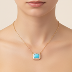 Load image into Gallery viewer, CN97216TQ8X6. 18K Solid Gold Diamond &amp; Turquoise Necklace