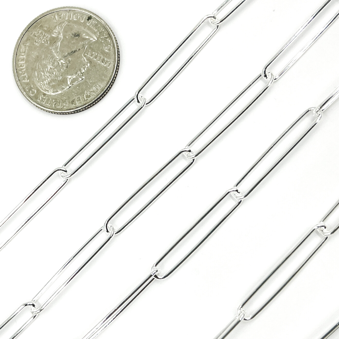 V40SS. Sterling Silver Smooth Rectangular Link Chain